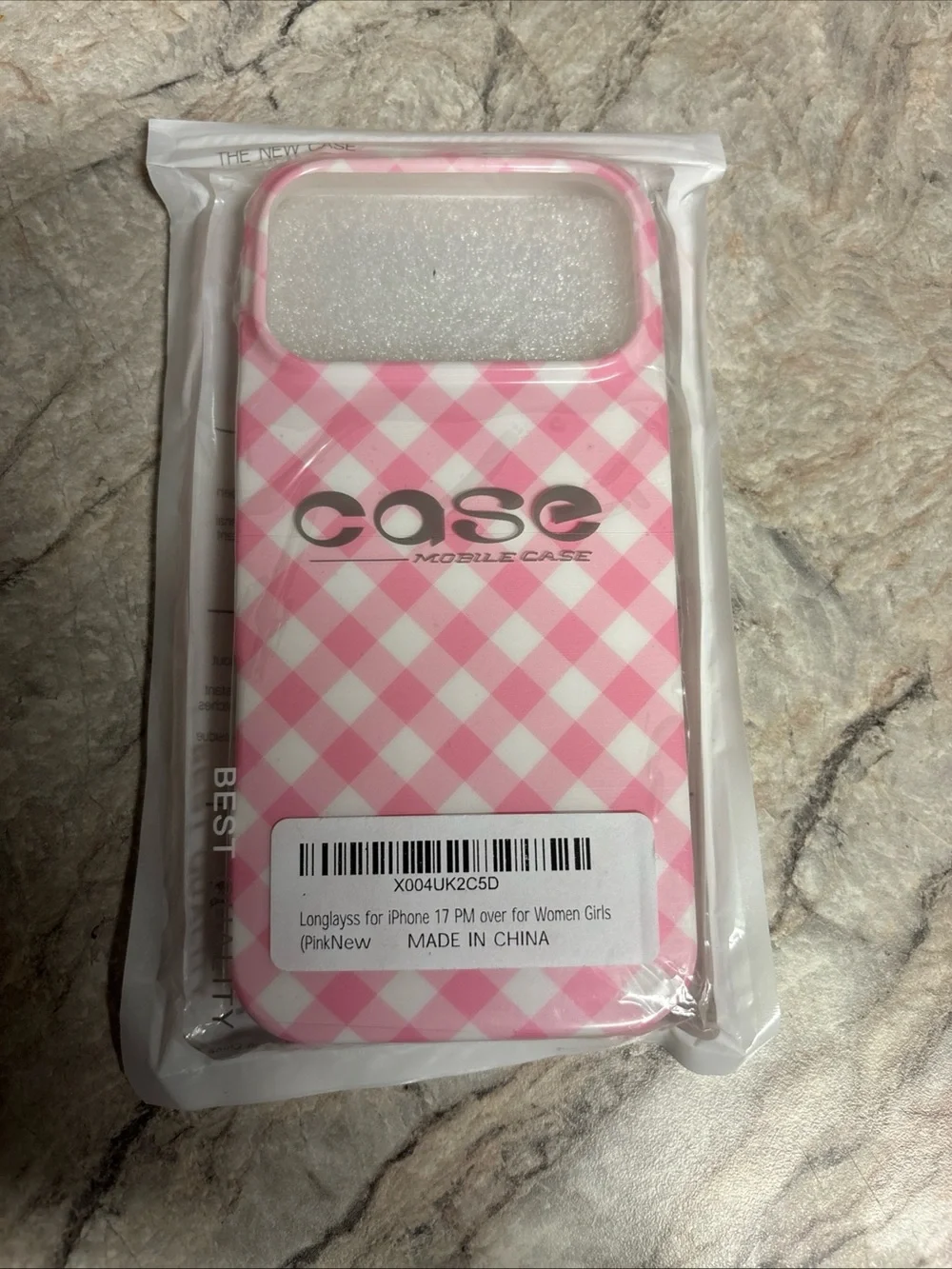 New Longlayss iPhone 17 Pro Max Case Pink White Gingham Plaid Checkerboard